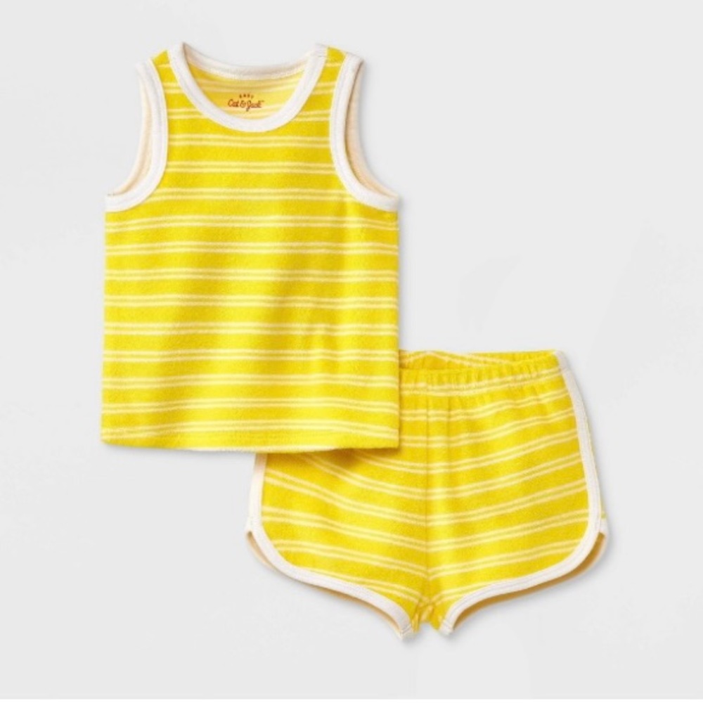 Baby 2pc Terry Tank Top & Bottom Set - Cat & Jack™ Yellow Newborn